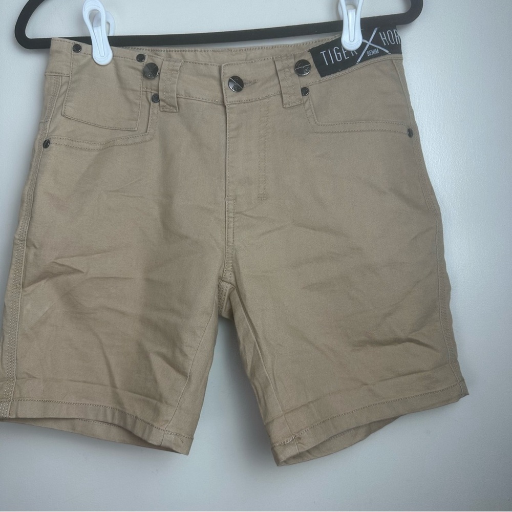 Tiger X Horse Denim Cream Cotton Blend Stretch Fabric Mens Shorts 32 *No Straps*